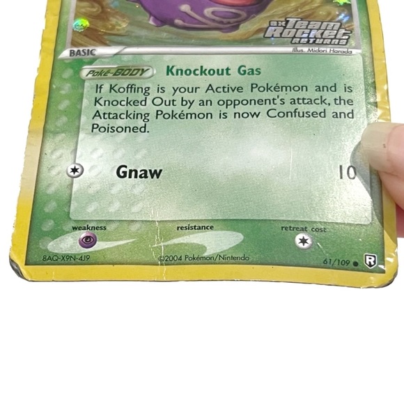 Koffing Pokemon Card Holographic Knockout Gas Gnaw 50 HP Ex Team Rocket Returns - Picture 4 of 6